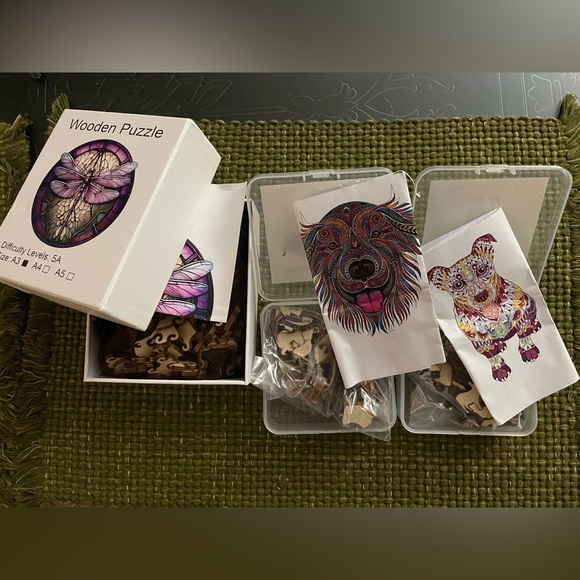 Wooden Puzzles (3) - Dragonfly & Dogs - Picture 2 of 4